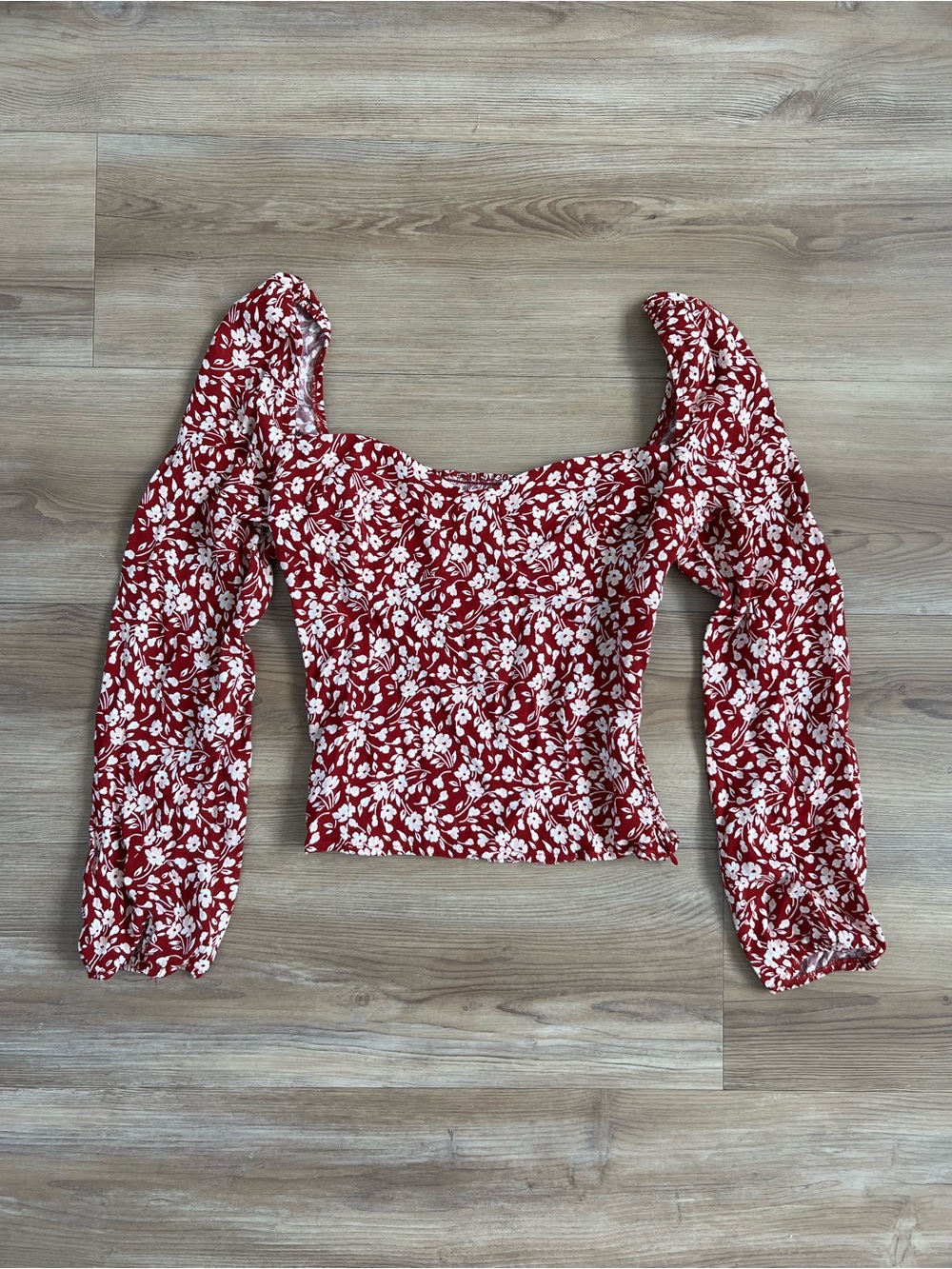 Reformation Reign Red Floral Crepe Blouse Size 4